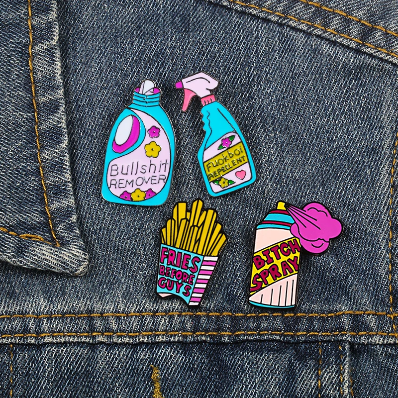 Креативные эмалированные заколки брошь в форме картошки фри с голубым