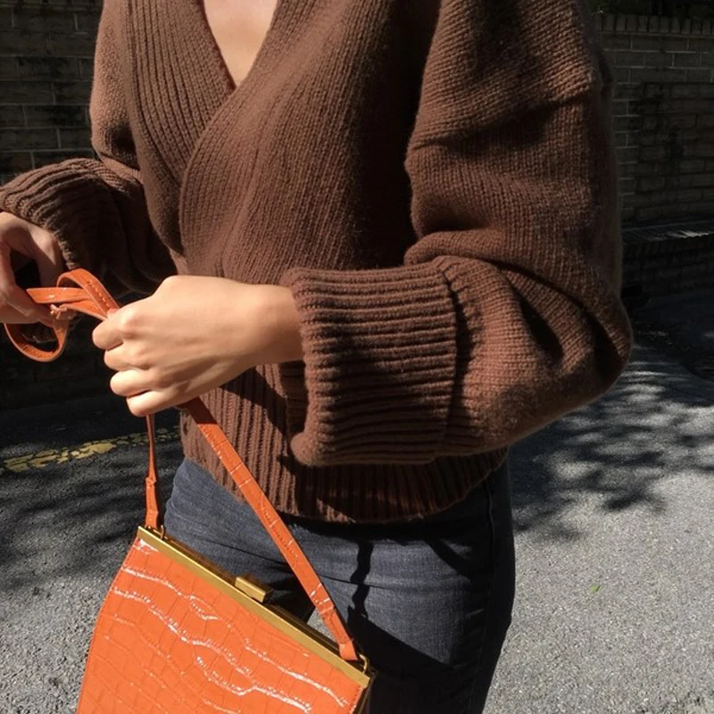 Модный ремень свитер женский v-образный вырез длинный рукав кардиганы свободная