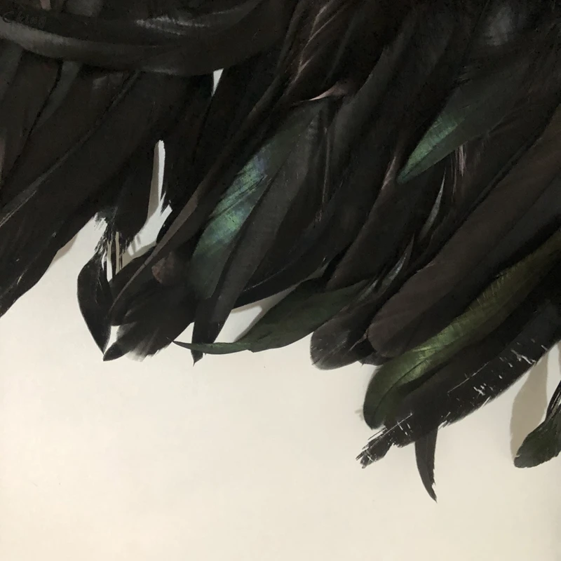 Черный цвет 2 метра 15 20 см натуральный и настоящий петух отделка перьями ленты