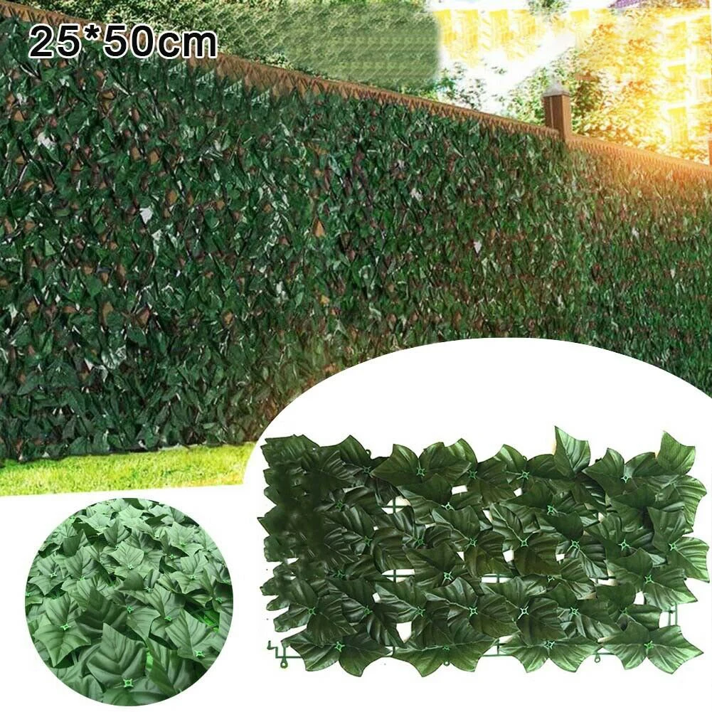 

2Pcs 25x50cm Artificial Privacy Fence Screen Faux Ivy Leaf Screening Hedge for Outdoor Indoor Decor Garden Patio Decoration