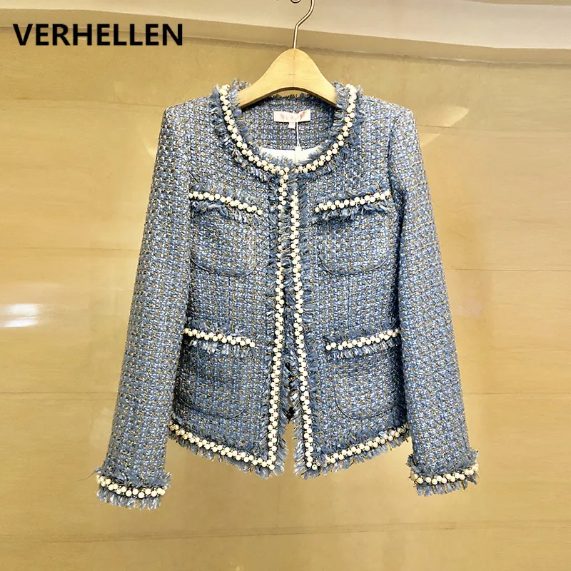 Женское твидовое пальто с бахромой VERHELLEN шерстяные приталенные куртки длинным