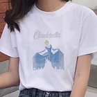 Женская футболка с забавным рисунком Золушки Диснея, Винтажная футболка с изображением замка, летняя модная женская футболка, топ, женская футболка
