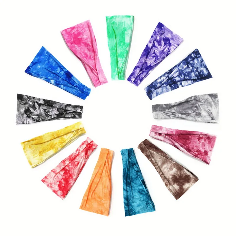 

Tie Dye Boho Wide Cotton Stretch Women Fashion Hair Accessories Turban Headwear Bandage Hair Bands Bandana Headpiece