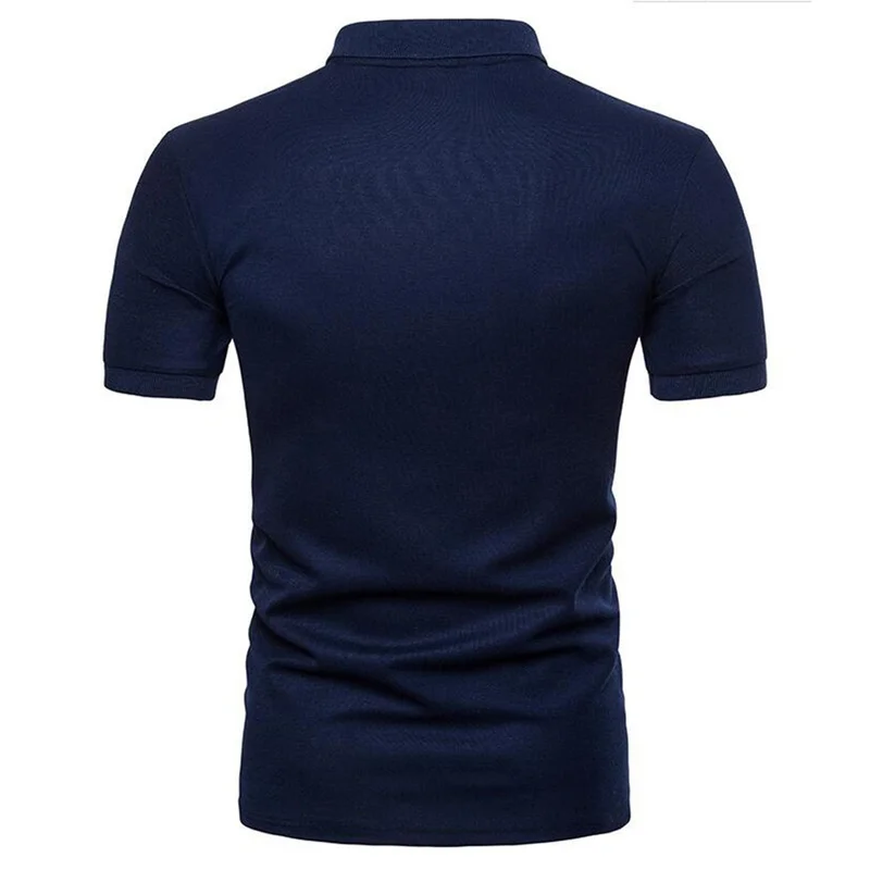 

2021 Casual Smart Polo Shirt Men's Short Sleeve Business Casual Patchwork Tops Button Turn-down Collar Slim Fit