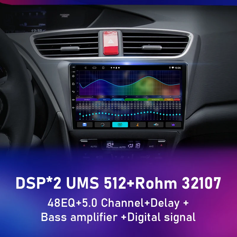 for honda civic hatchback 2012 2017 android carplay auto car radio multimedia 2 din 4g dvd head unit audio accessories speakers free global shipping