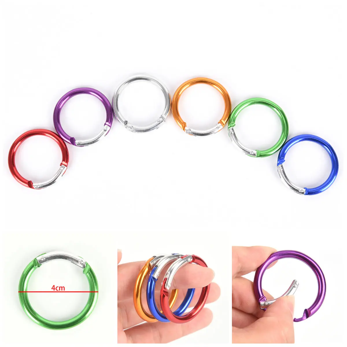 6 шт./лот пружинные зажимы кольца из цинкового сплава с карабином кошельки