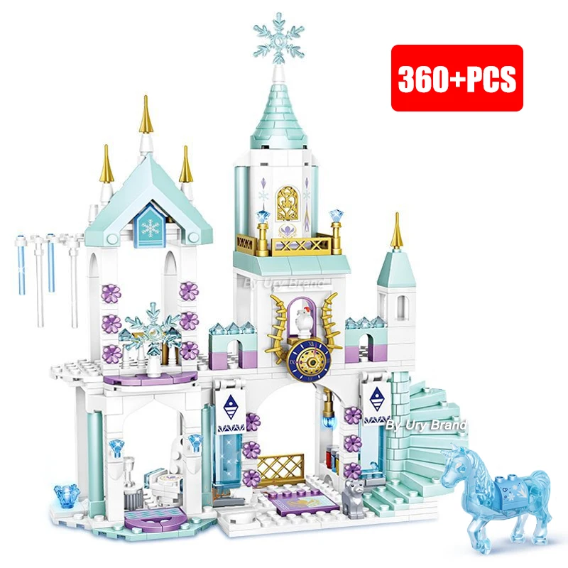

Girls Friends Princess's Ice Playground Castle House Set Movies Horse Dolls DIY Building Blocks Toys For Kid's Creative Gifts