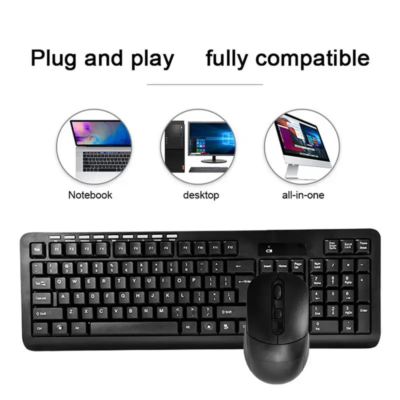 

2.4G Wireless Keyboard And Mouse Combo 103 Key Portable Office Keyboard 1000-1200-1600 Adjustable DPI Mouse HK6800