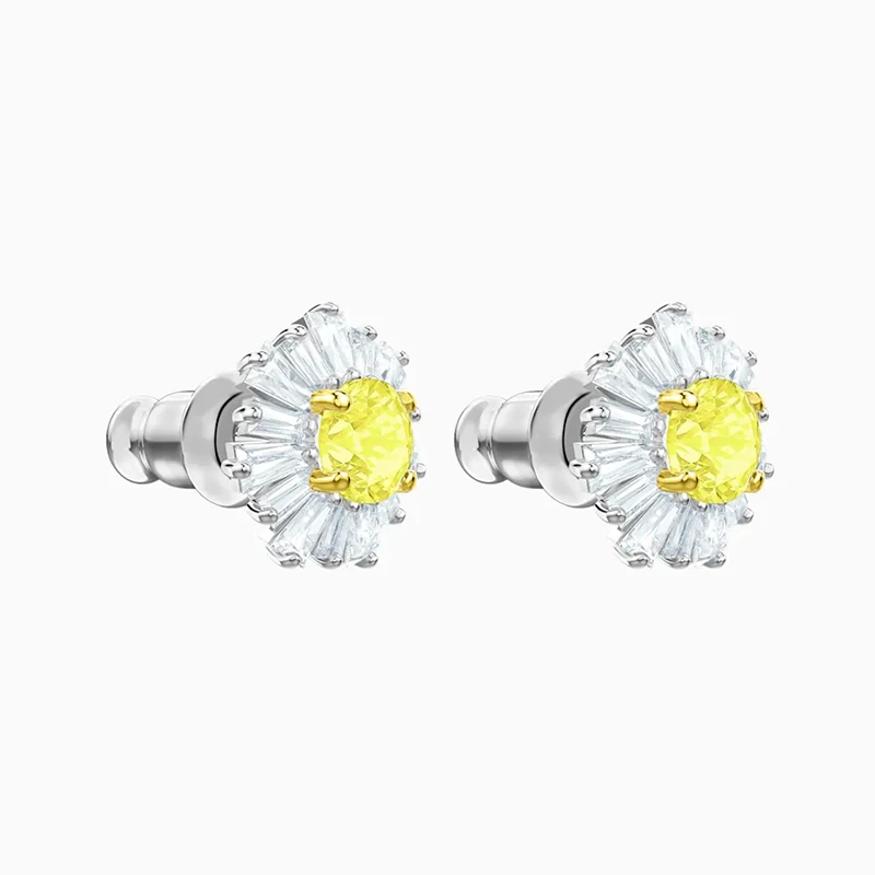 

Fashion SWA New SUNSHINE PIERCED EARRINGS Exquisite Bright Sunshine Pattern White Gold Earrings Feminine Romantic Jewelry Gifts