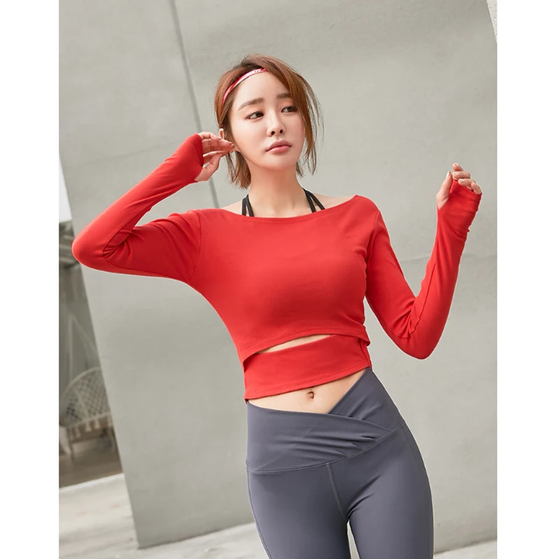 Новая женская спортивная рубашка для йоги бега фитнеса тренировок