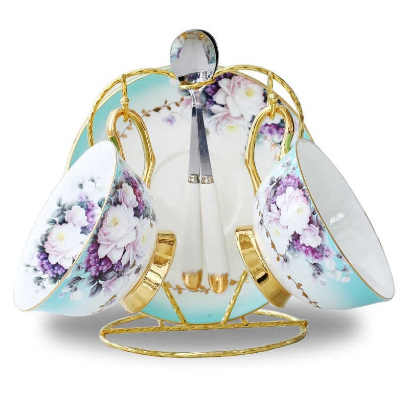 Набор английских кофейных чашек из фиолетового костяного фарфора блюдце для