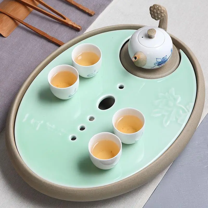 Set Accessories High Dienblad Serviertablett Bandeja Table Teaware Dienbladen Chinese Gongfu Holder Kung Fu Tea Tray | Дом и сад