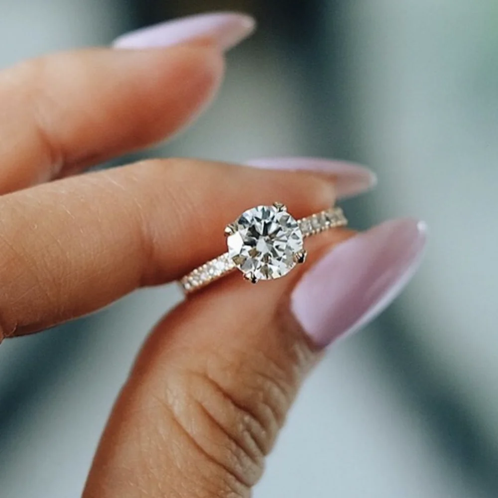 Классические кольца с четырьмя когтями из стерлингового серебра 925 пробы 2 карата