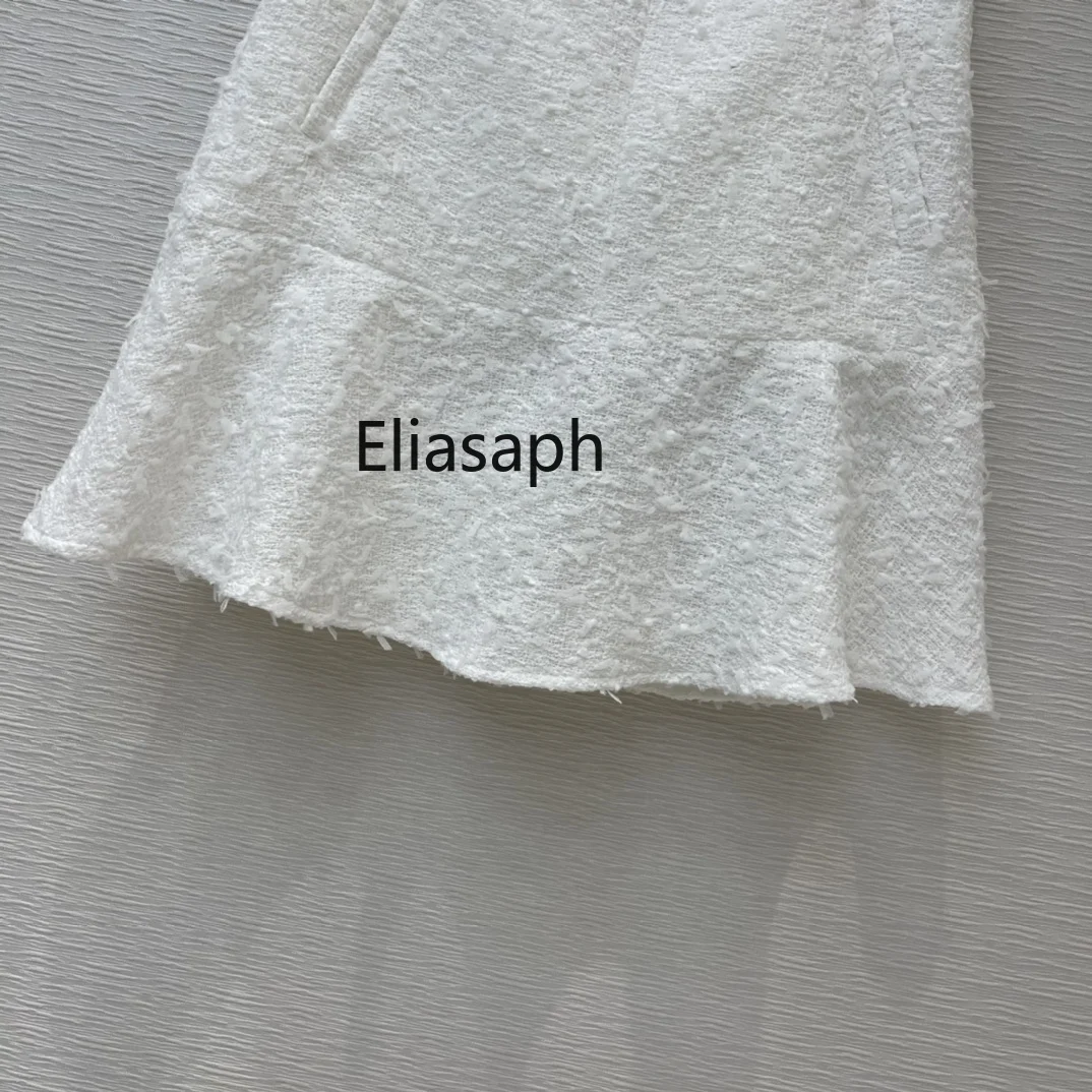 High Street Tweed White Skirts for Women Summer High-end Brand All-match High Waist Skirt Top Quality Blended Knitted Skirt Lady