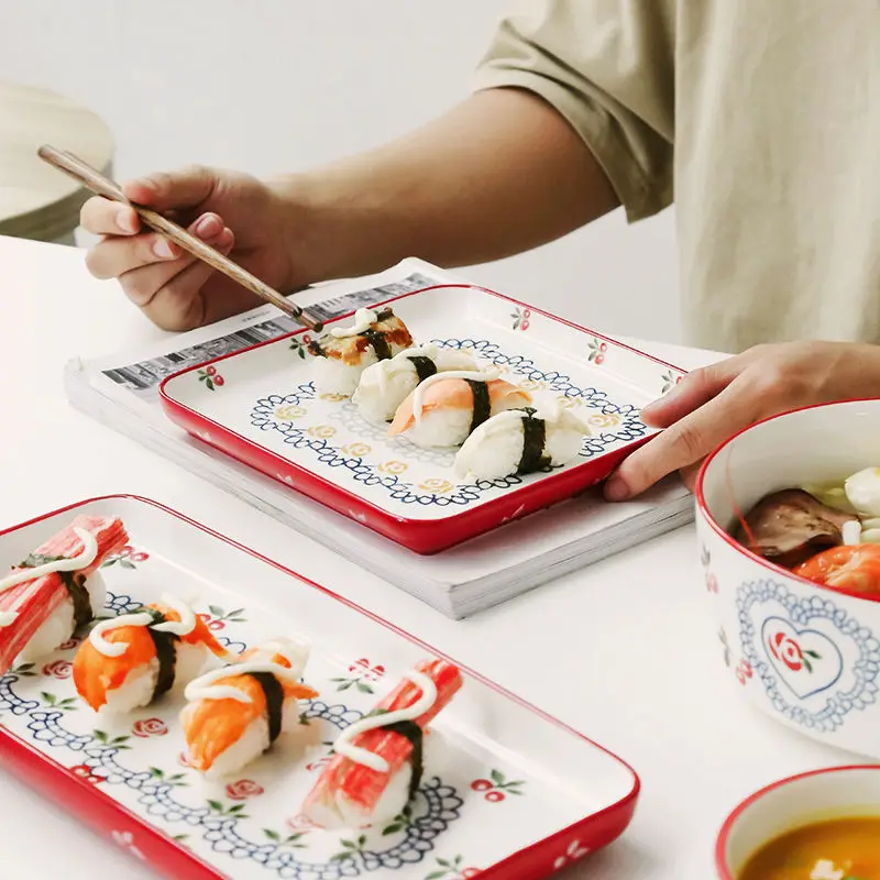 Набор для риса ручной росписи в японском стиле|Столовые сервизы| |