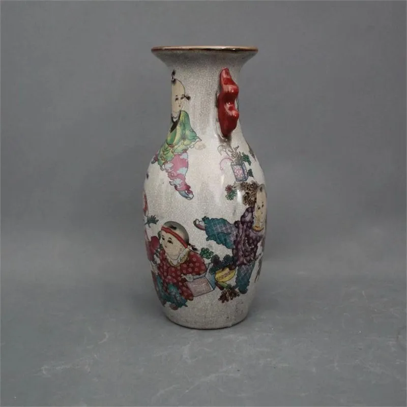 Китайская старая фарфоровая Трещина глазурованная детская игровая картина