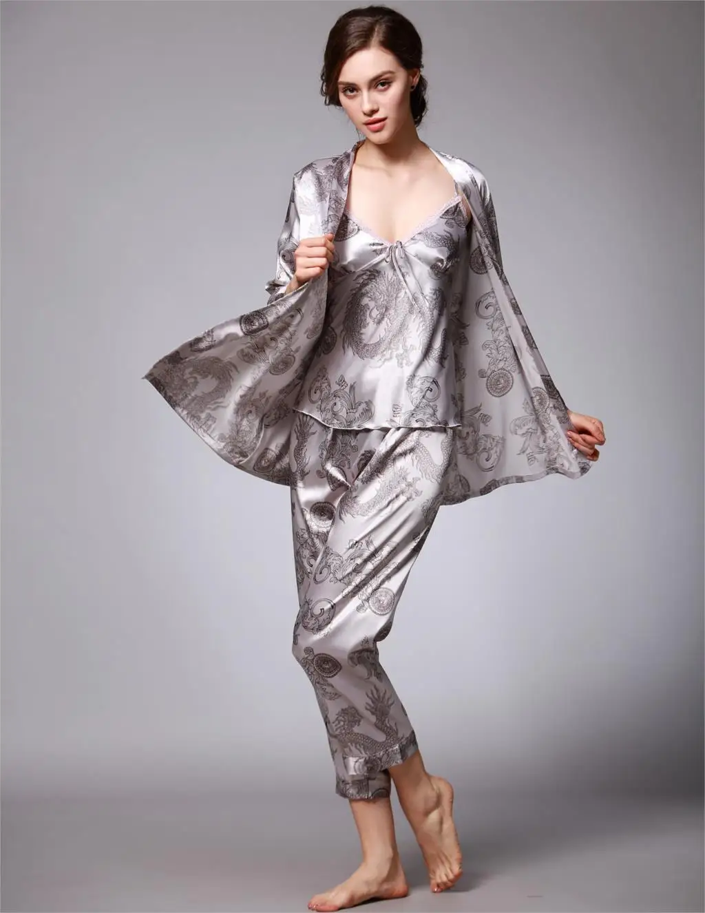 Женская шелковая пижама 2020 женские атласные пижамные комплекты из 3 предметов