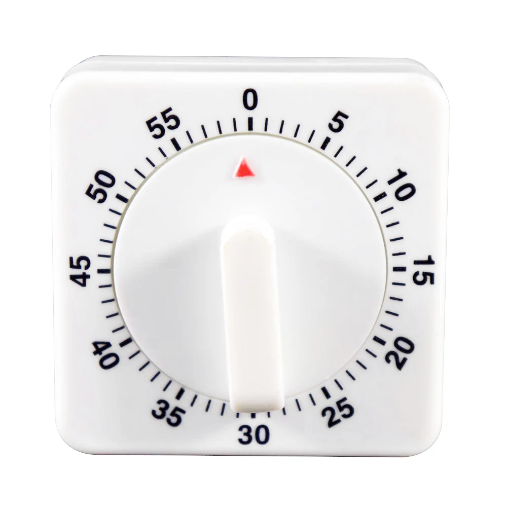 Кухонный таймер на 60 минут будильник с обратным отсчетом белый квадратный