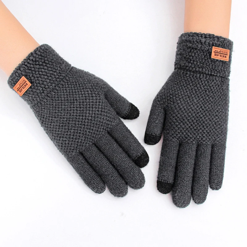 Женские шерстяные вязаные перчатки на осень и зиму теплые для пальцев офиса дома