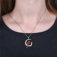1pc exquisite heart shaped pendant cardinal parrot necklace red bird cardinals heart shaped rose i am always with you jewelry