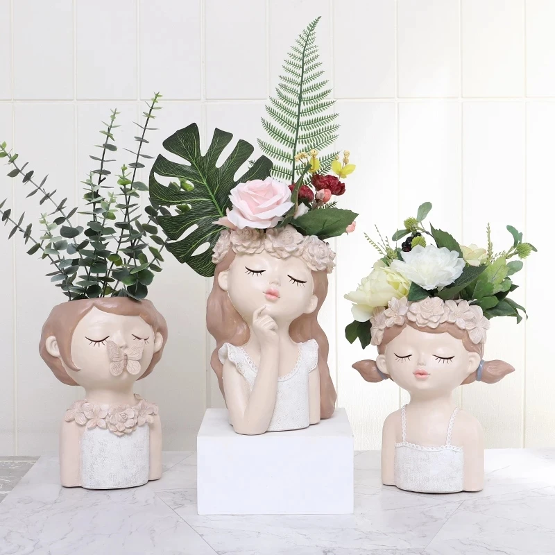 

Fairy Flower Pots Home And Garden Decoration Resin Bonsai Lovely Girl Figurines Miniatures Table Desktop Ornament Succulent Pot