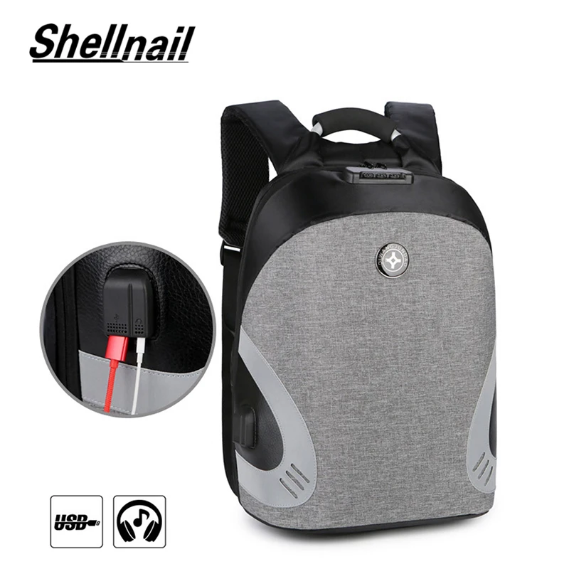 Shellnail хит продаж Противоугонный мужской и женский рюкзак с usb зарядкой для