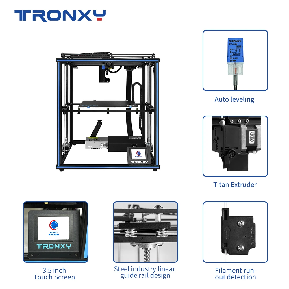 X5SA PRO Full Metal Frame High Precision 3D Printer DIY Kit With Automatic leveling function and Double Axis External Guide Rail