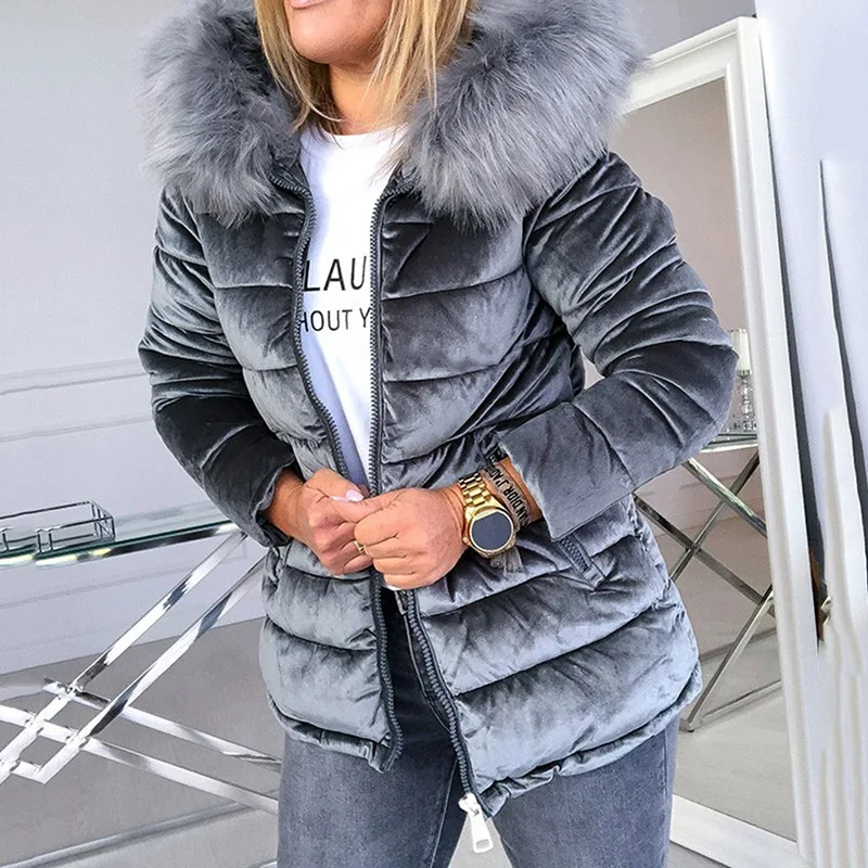 

A Line Thick Zipper Standard Women's Cotton Padded Jacket Solid Color Fashion Casual Warm Comfortable Down Jacket Female 2021