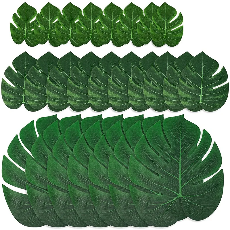 

120 Pcs Artificial Tropical Palm Leaves, Faux Palm Leaves Green Fake Leaves for Hawaiian Luau Party Decorations-ABUX