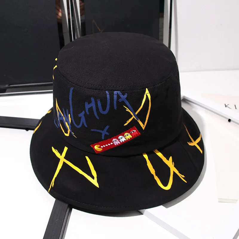 Men Women Hip Hop Hat  Casual Skateboard Hat Street Personality Letter Graffiti Fisherman Hat