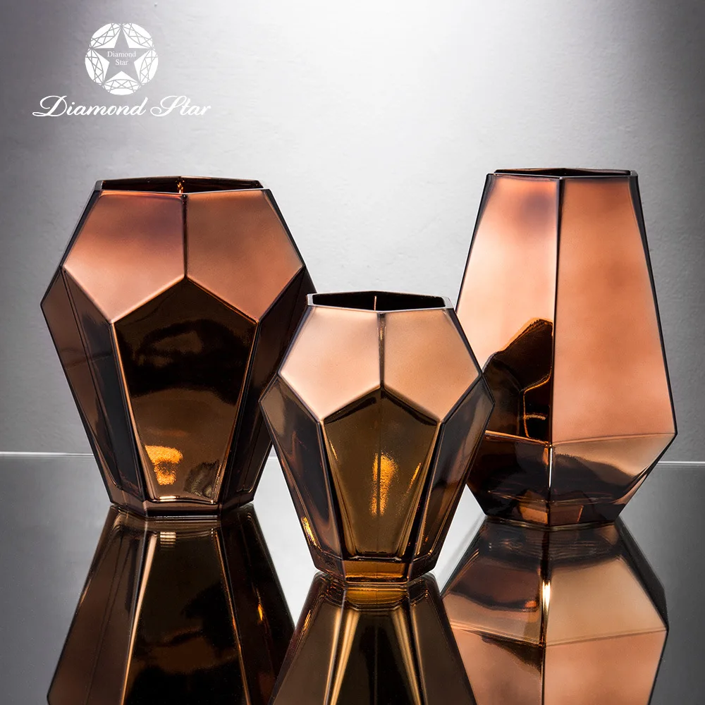 Стеклянная ваза с золотым и серебряным покрытием современные искусственные