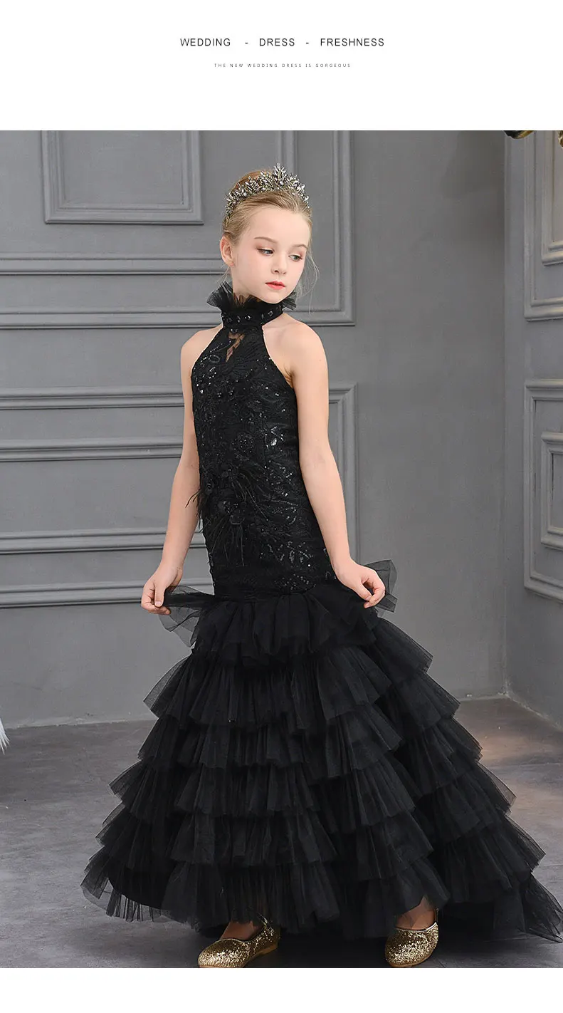 Платье для маленьких девочек Вечернее Бальное с вышивкой со шлейфом детское