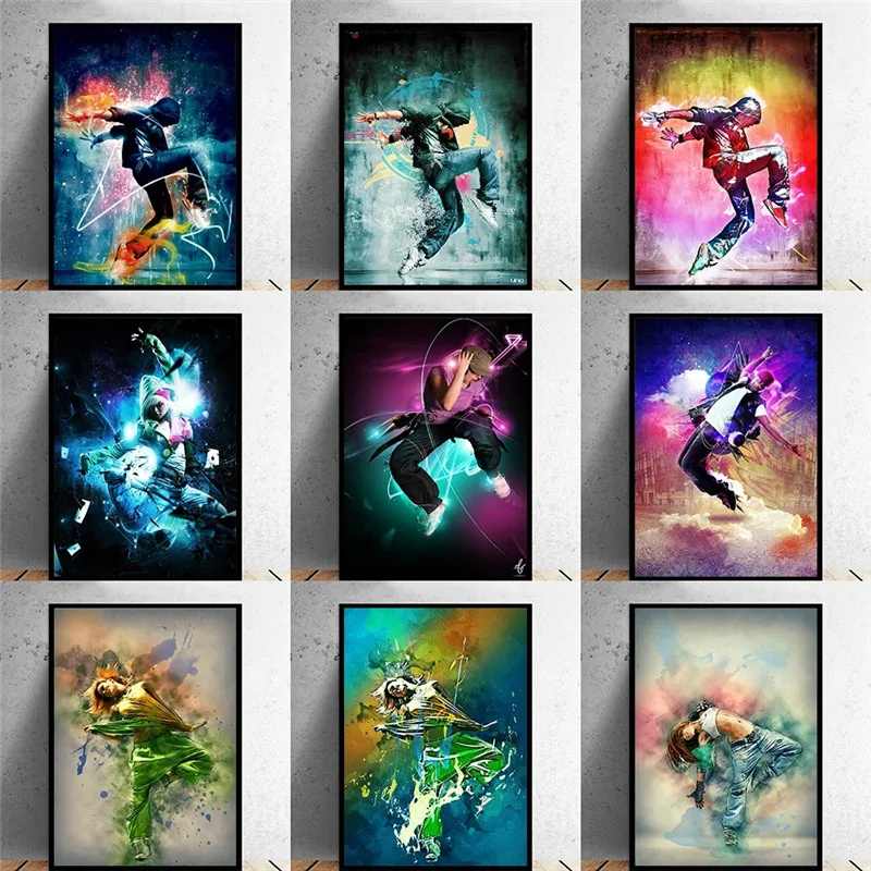 

Modern Graffiti Art Dancer Dancing Hip-hop Posters and Prints Canvas Paintings Wall Art Pictures for Living Room Decor No Frame