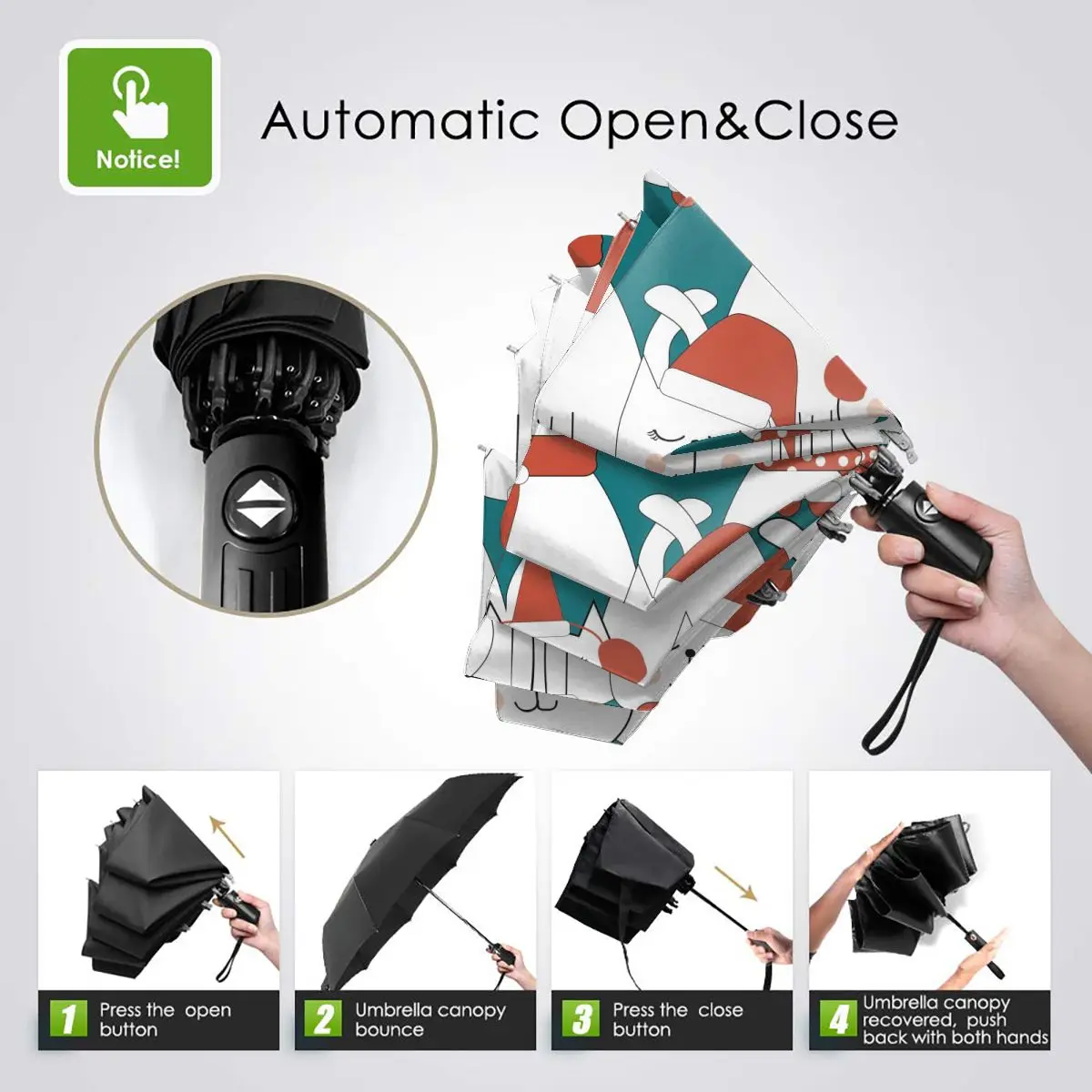 Miglior Ombrello Automatico Pieghevole Resistente Al Vento Donna Auto Carino Santa Gatti Ombrelli Antivento Pioggia Per Uomo Ombrellone