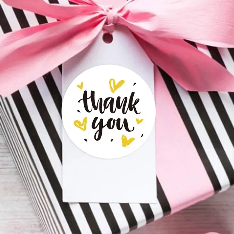 

500pcs Paper Thank You Sticker Heart-shaped Wedding Gift Box Bake Decoration Sticker Stationery