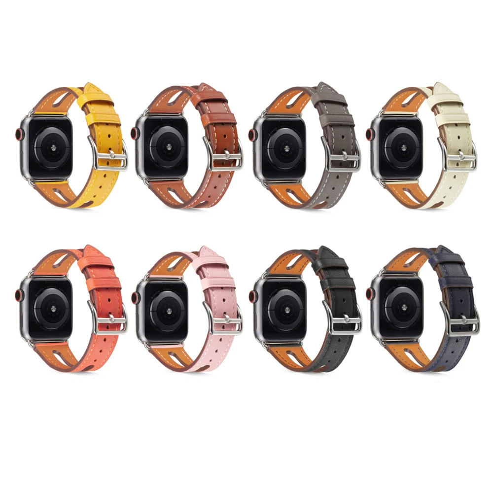 

New Band For Apple Watch 42mm 44mm Series 1 2 3 4 5 Leather U Hollow Bracelet Belt For Apple iWatch Strap 40mm 38mm Watchband