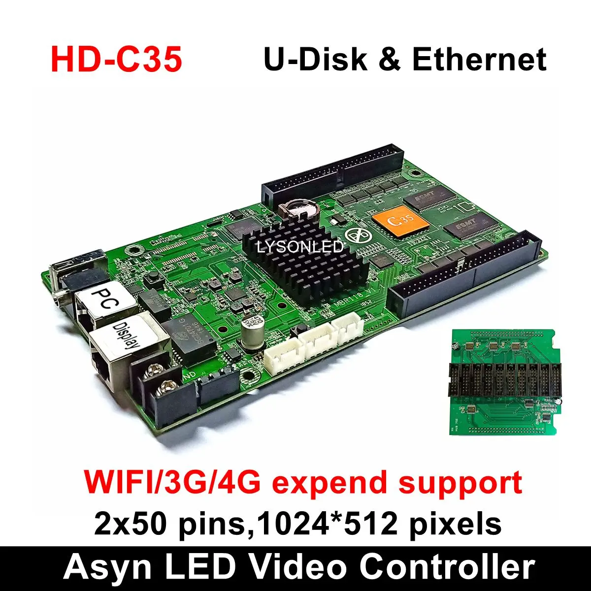 Huidu HD-C35 Крытый полноцветный асинхронный отправка карты может добавить wifi 4G 1024*512 пикселей