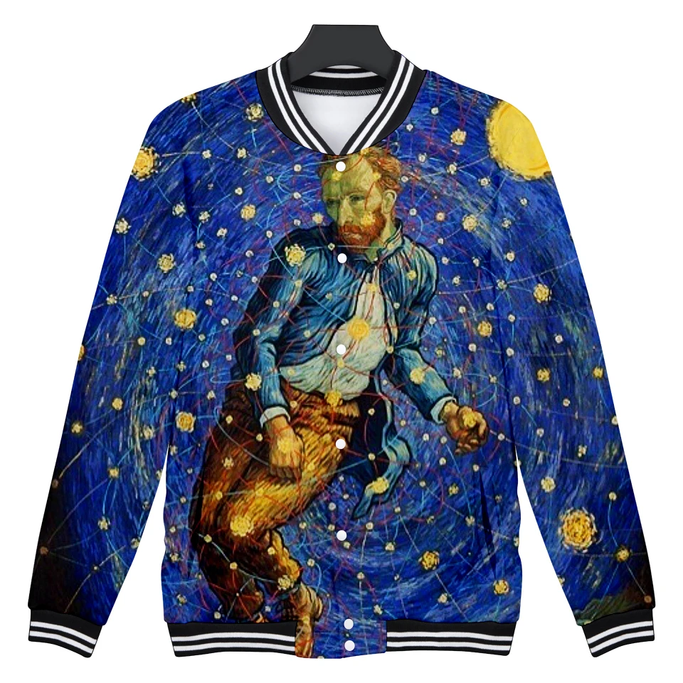 

2021 Van Gogh 3D Men's Baseball Jackets Women/Men Couple's Kpop Onmyoji Hip Hop Style Autumn Fashion Jackets New