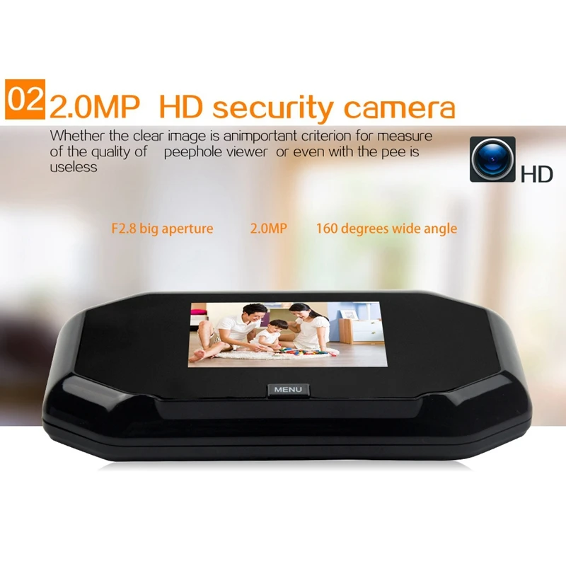 

3 Inch Digital Peephole Viewer Doorbell 145 Degree Wide Angle Electronic Door Eye Camera Doorbell Indoor Monitor C09