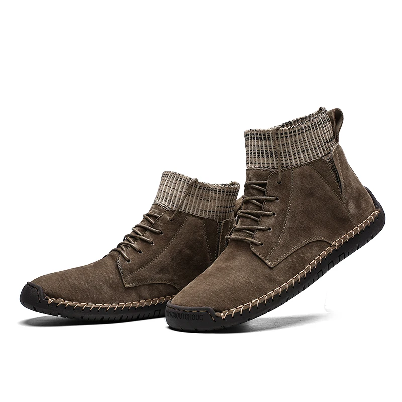 

2019 Men Snow Boots Winter Plush Waterproof Men Boots Warm Leather Lace-Up Non-slip Ankle Male Boots Comfortable Work Shoes New