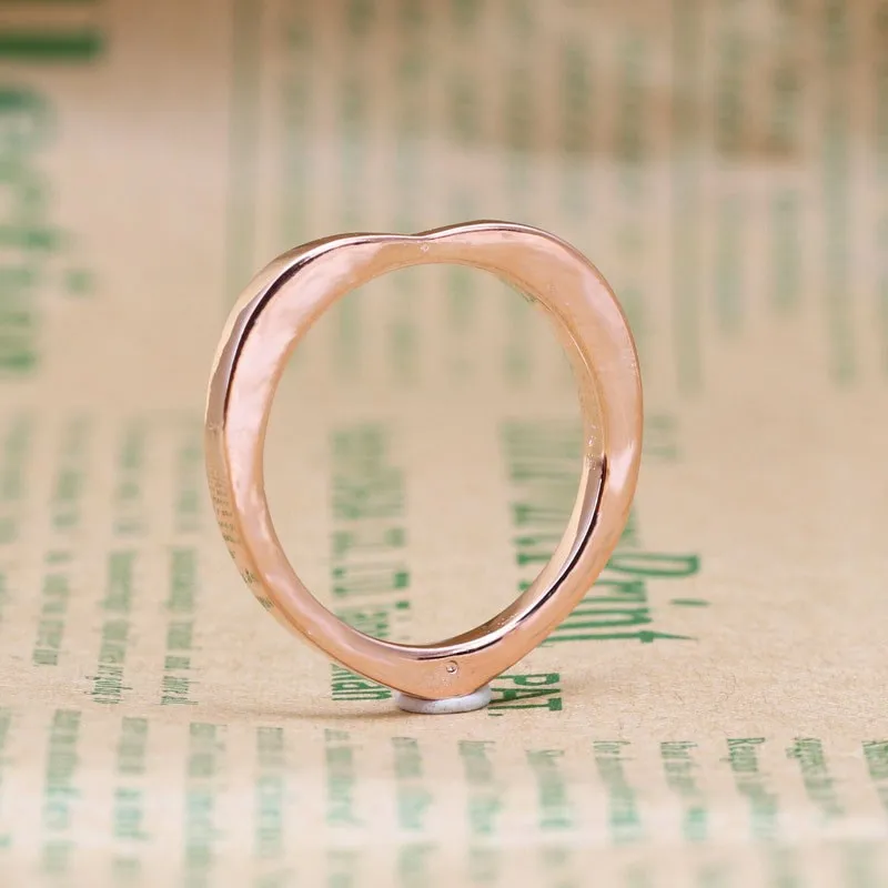 

100% 925 Sterling Silver Pan Ring New Heart Signature Arc Love Ring For Women Wedding Party Gift Fashion Jewelry