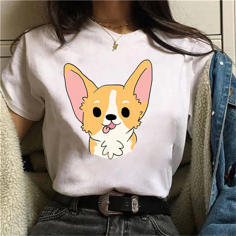 

Aesthetic Camisas Mujer Harajuku T-Shirts Kawaii Cute Shiba Inu Doge Print Summer Korean Streetwear Loose Women Chic Casual Tops