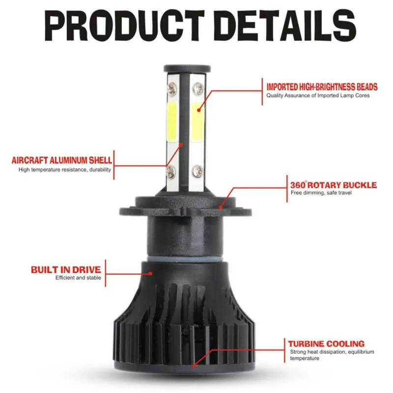 Лампы для автомобильных фар H4 H7 светодиодная лампа H11 H9 6500 лм K 52 Вт COB Suzuki Swift Vitara