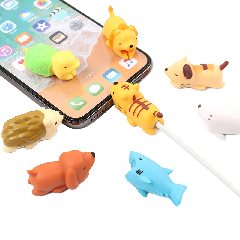 BUBM мультфильм кабель протектор USB укуса сотовый телефон Декор животное