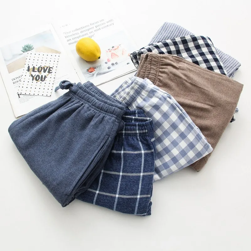 Осень зима 2021 мужские Фланелевые штаны для сна из 100% хлопка утепленные ночные