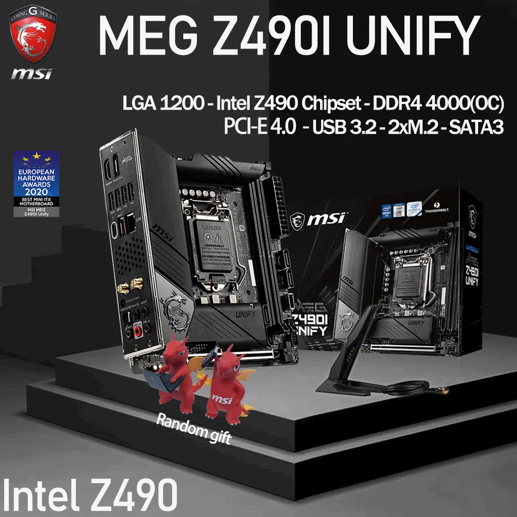 

LGA 1200 MSI MEG Z490I UNIFY Motherboard Intel 10th Gen DDR4 64GB PCI-E 4.0 M.2 Z490 Placa-Mãe 1200 Mini-ITX Desktop Intel Z490