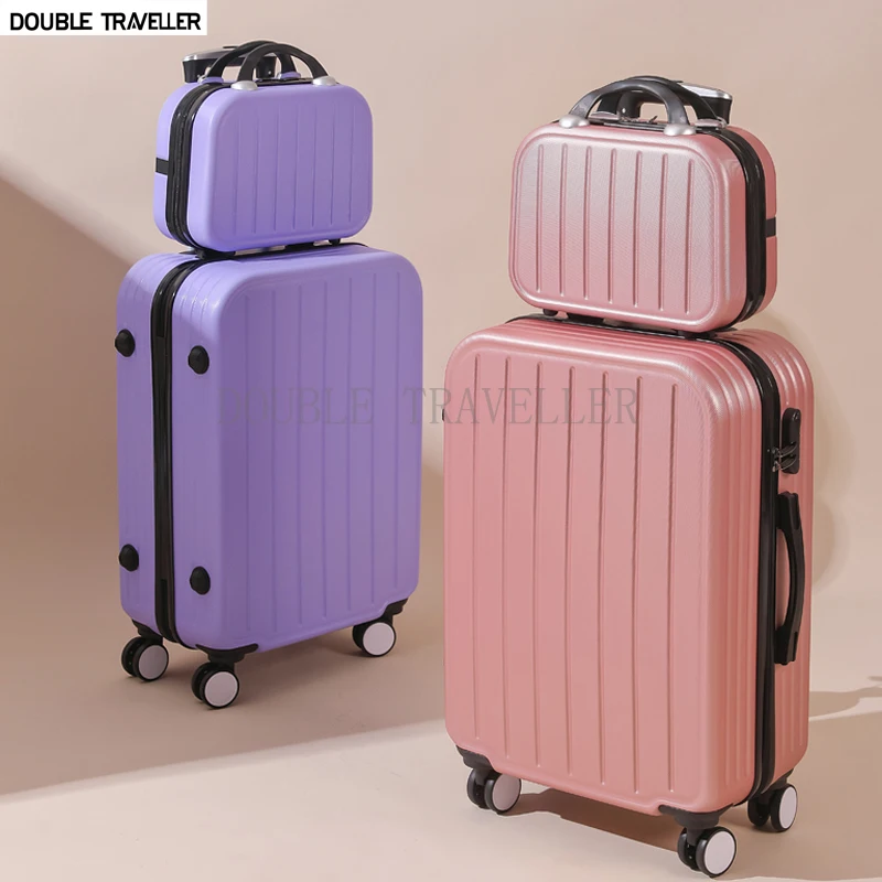 2PCS luggage set,travel suitcase on wheels,20 inch carry on luggage,trolley luggage with Cosmetic bag,Women rolling luggage case