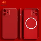Роскошные происхождения чехол на магните для iPhone 12 11 Pro Max 8 плюс на айфон iPone iphine MagSafe чехол из жидкого силикона мобильный телефон чехол Soft Shell черного и красного цвета