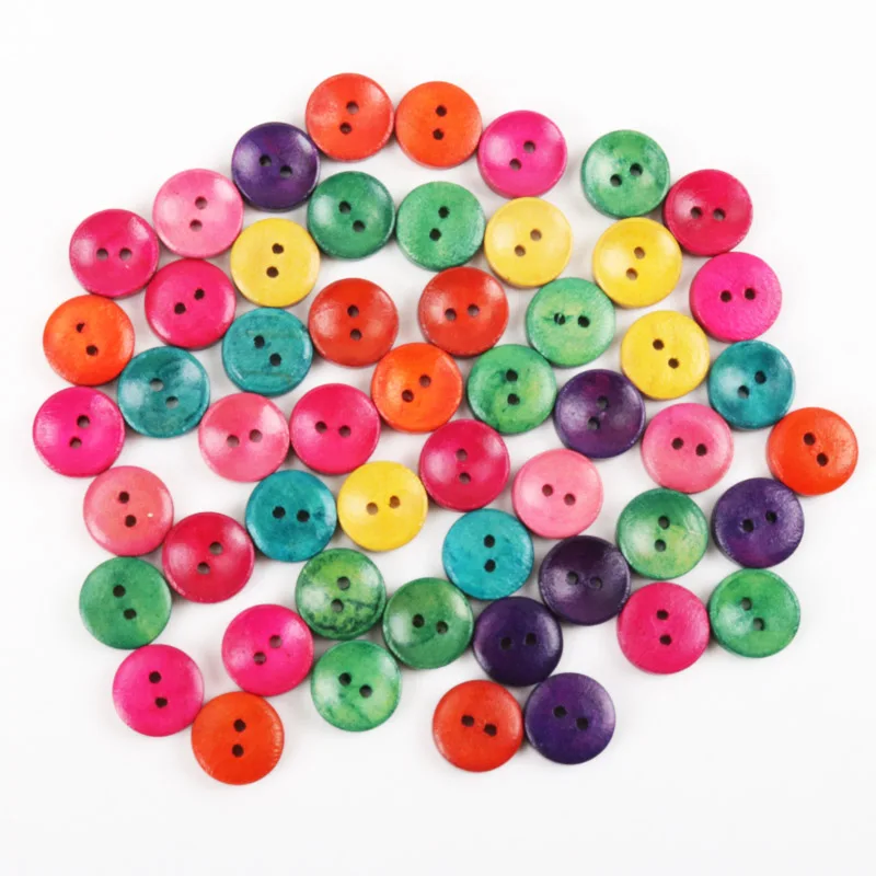 Круглые деревянные декоративные пуговицы Случайные Смешанные 15 мм Скрапбукинг