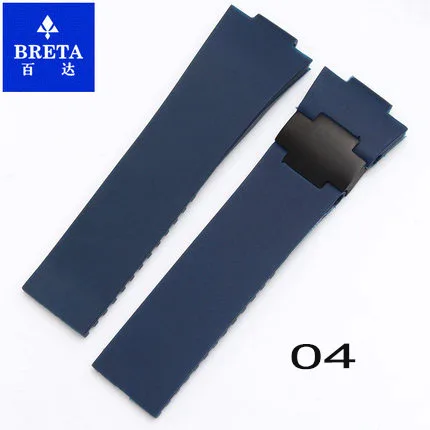 04 BRETA 25*12 мм водонепроницаемый силиконовый резиновый stap черный коричневый синий ремешок для часов для Ulysse Nardin морской Diver ремешки для часов - Цвет ремешка: 04